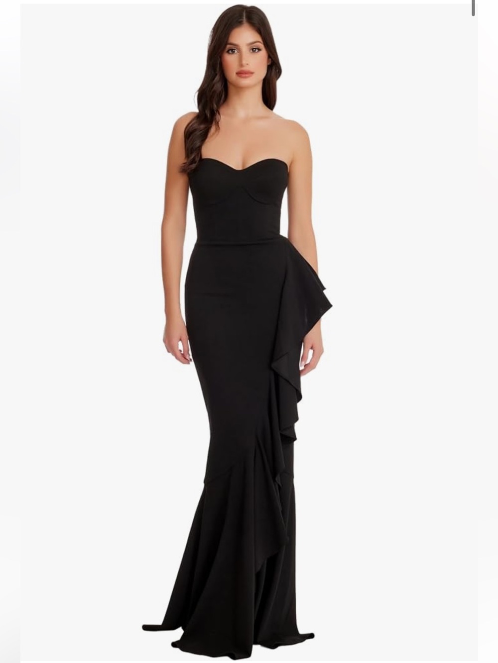 Dress the Population Women's Paris Crepe Maxi Dress, Black, Medium